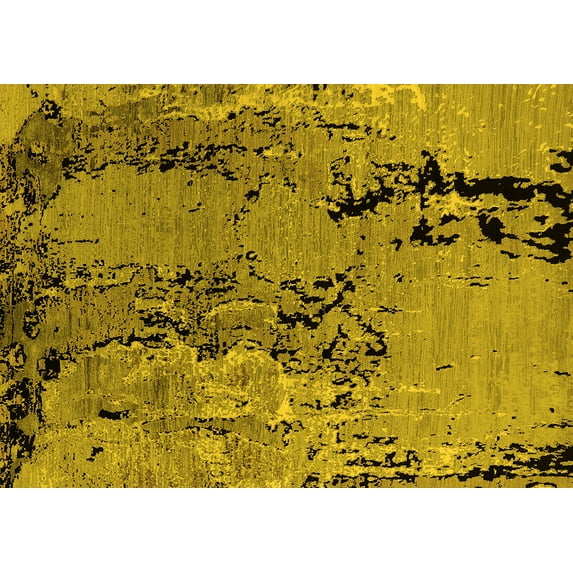 Ahgly Company Indoor Rectangle Oriental Yellow Industrial Area Rugs, 6' x 9'