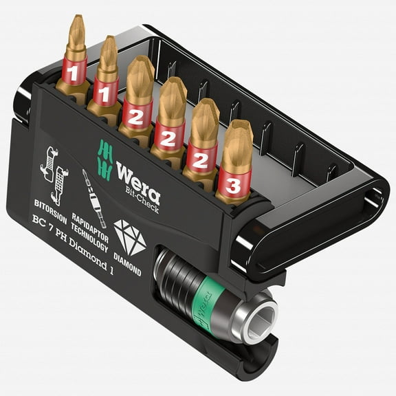 Wera 057414 Bit-Check 7 PH Diamond 1 Insert Bit Set