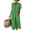 Dark Green, variant on Women's Summer V Neck Midi Dress with Pockets, Casual Ruffle Short Sleeve Cotton Linen Texture Dress, Large Button Decor Sundress