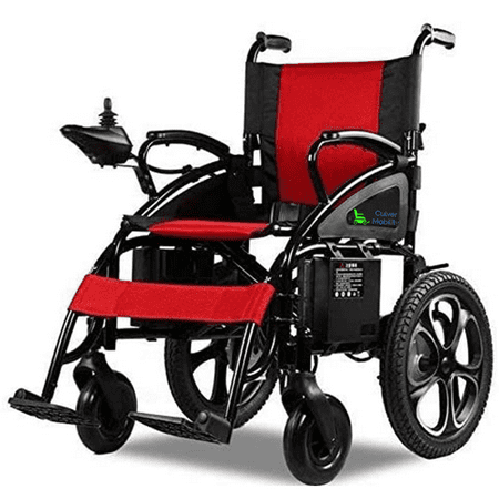 Culver Electric Power Wheelchair Scooter Fold & Travel Folding Safe Electric Wheelchair Motorized FDA Approved Aviation Travel Heavy Duty Power Wheelchair Silla de Ruedas Electrica (Li-on, Red)