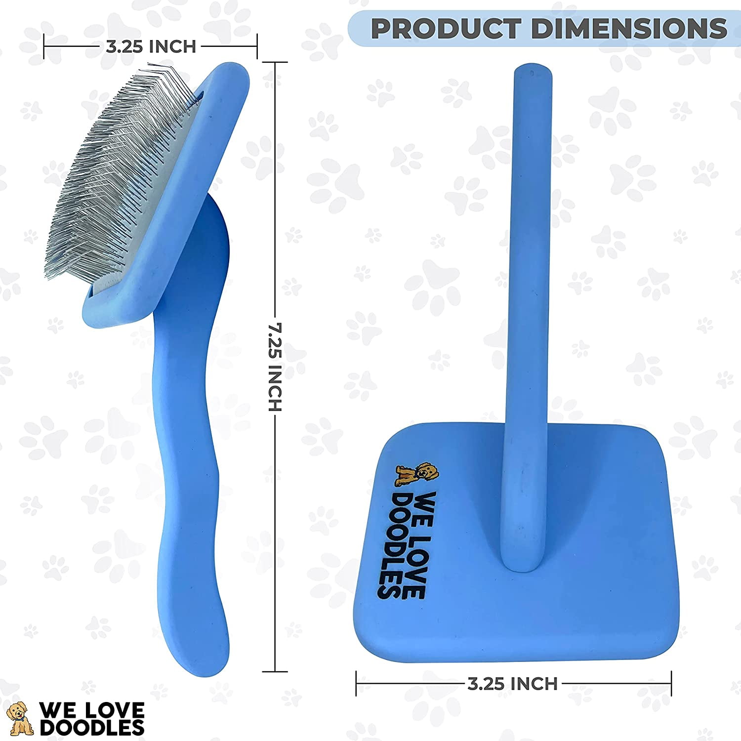 We Love Doodles Dog Slicker Brush – Professional Grooming Brush for Long Hair & Curly Hair, Removes Mats, Tangles & Loose Fur – Dematting & Deshedding Brush, Large