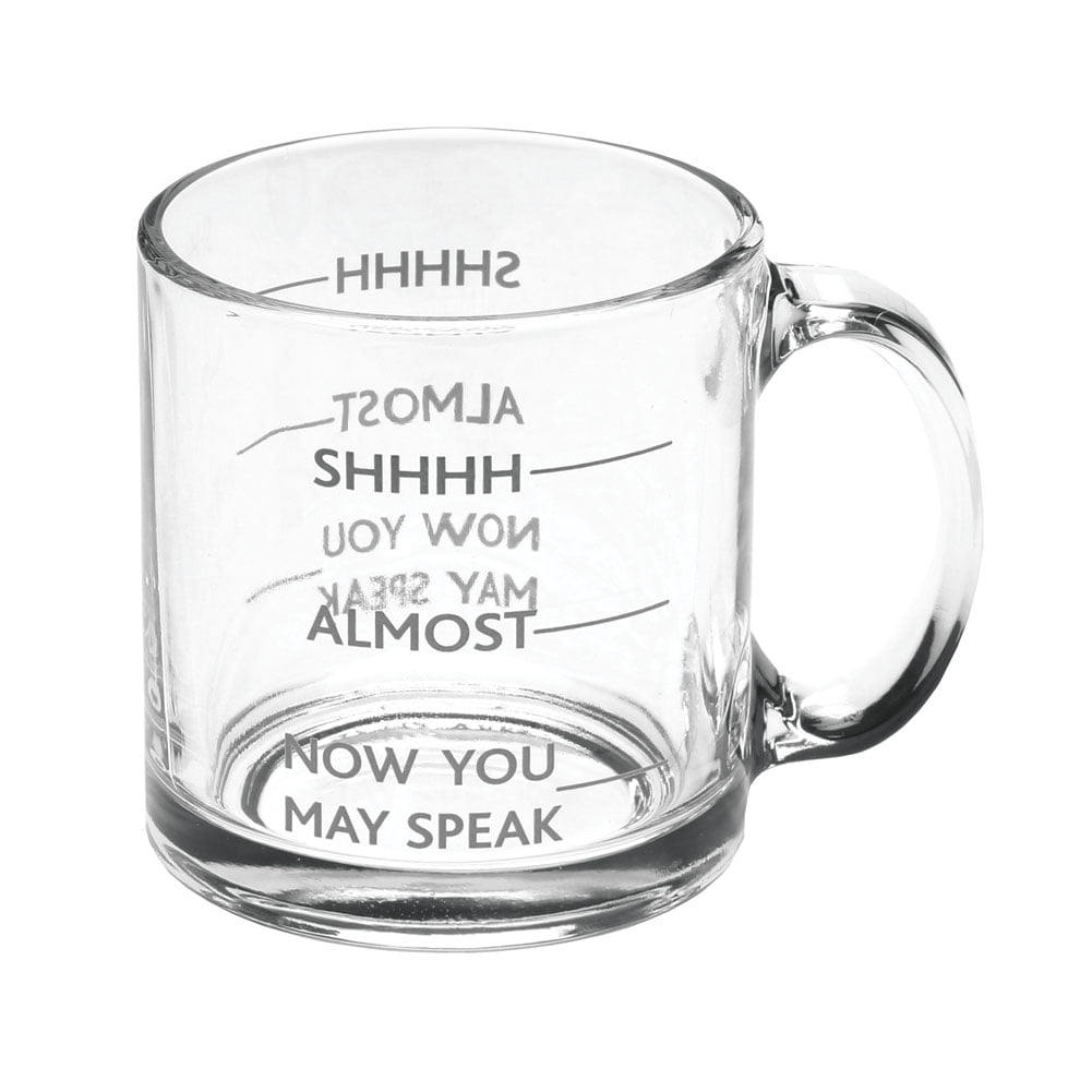 Signals You May Speak Mug - Shh, Almost, Now You May Speak Funny Glass Coffee Mug - Microwave Safe Beverage Cup