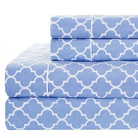 Periwinkle White Twin Xl Printed Meridian 100 Combed Cotton Periwinkle White Twin Xl Printed Meridian 100 Combed Cotton Percale Sheet Set Flat Ed Pillow Cases