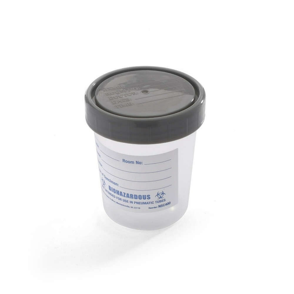 Specimen Container, Urinalysis, With Gray Plastic ScrewOn Lid, Single