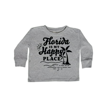 

Inktastic Florida is My Happy Place with Palm Trees Gift Toddler Boy or Toddler Girl Long Sleeve T-Shirt