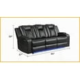 thumbnail image 2 of Modern 2-Piece Power Reclining Living Room Set with Faux Leather, LED Lights, Bluetooth & USB - Black, 2 of 18