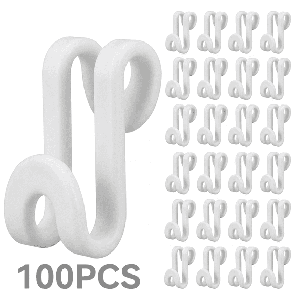 100PCS White Hanger Connector Hooks for Hanging Clothes, Space Saving for Closet