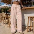 thumbnail image 6 of Lmnyox Women's Fashion Pants Striped Elastic High Waist Drawstring Pants Casual Pull-on Trousers with Pockets, 6 of 9