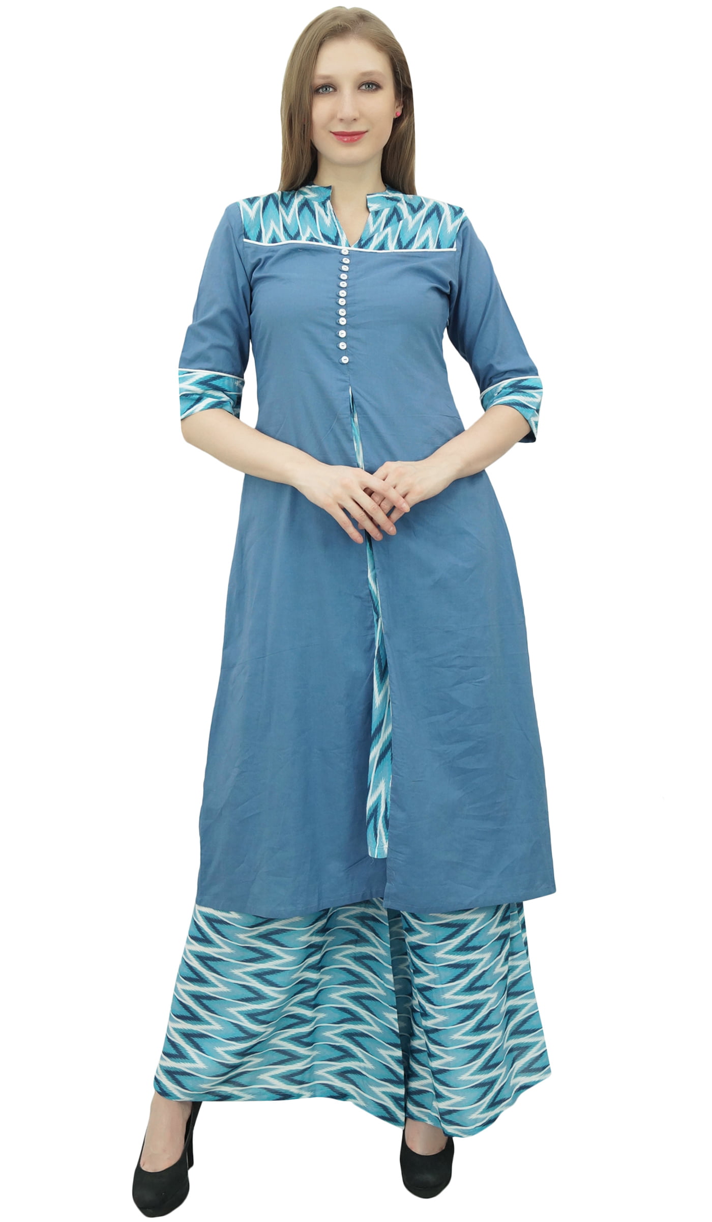 Buy Jaipur Kurti Off White Embroidered A Line Kurta With Solid Pant  JKPAT4051-S Online.