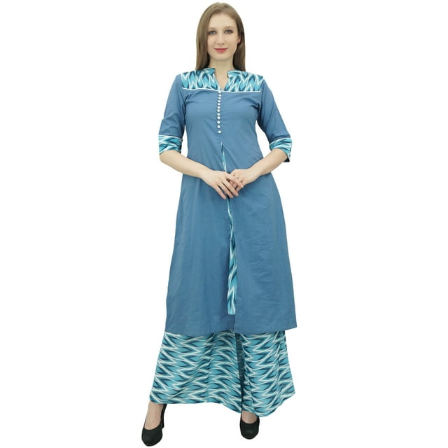 Phagun Robe Kurti Bleue pour Femmes Vêtements Indiens avec Palazzo-12