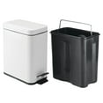 thumbnail image 4 of mDesign Small 1.3 Gallon Rectangle Metal Step Can with Liner/Handle, White, 4 of 7