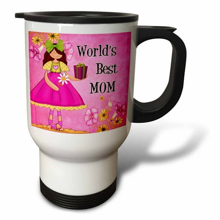 3d Rose 3drose Worlds Best Mom In Pink For Mothers Day, Travel Mug,