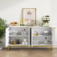 thumbnail image 3 of Fiogmub White Fluted Cabinet, Modern Sideboard Buffets Cabinet with 4 Fluted Door, Accent Cabinet with Adjustable Shelves, Credenza Storage Cabine, Console Table, 3 of 7