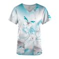 thumbnail image 4 of XZNGL Femmes Chemisiers à Manches Courtes Femmes Mode Manches Courtes V-Cou Tops Travail Uniforme Impression Blouse Blouse Tops Femmes Manches Courtes Blouse Femmes Tops Manches Courtes, 4 of 5