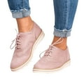 thumbnail image 5 of jsaierl Women's Vintage Solid Color Round Toe Up Flat Heel Shoes, 5 of 6