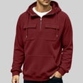 thumbnail image 2 of Hngshg Men's Hooded Sweatshirts Big and Tall Long Sleeve Quarter Zip Tops Textured Drawstring Pullover Hoodies, 2 of 7