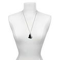 thumbnail image 3 of Delight Jewelry Acrylic Sitting Black Cat with Crystal Eyes Silvertone Mother Daughter Bar Charm Necklace, 23", 3 of 4
