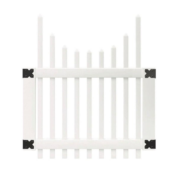 Picketlock 4 Ft X 42 In Pinehurst White Vinyl Scalloped Spaced Picket Fence Gate Walmart Com Walmart Com