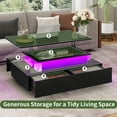 thumbnail image 3 of Uforic LED Lift Top Coffee Table, Modern Living Room Tables with 4 Spacious Drawers, Black, 3 of 7