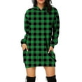 thumbnail image 1 of MAWCLOS Robes à Capuche pour Femmes Midi Longues Chandail à Capuche à Enfiler Manche Chandail Robe Décontractée Automne Carreaux Vert G, 1 of 6