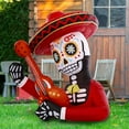 thumbnail image 4 of 4-Foot Day of The Dead Inflatable Skull Guitar Decor with LED Light - Halloween Outdoor Yard Décor, 4 of 5