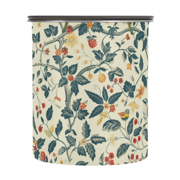 Vintage Birds Leaves Airtight Coffee Bean Canister 30oz Food Storage Containers with Lids For Gournd, Tea, Sugar, Flour, Rice, Cereal, Candy Cookie Jar