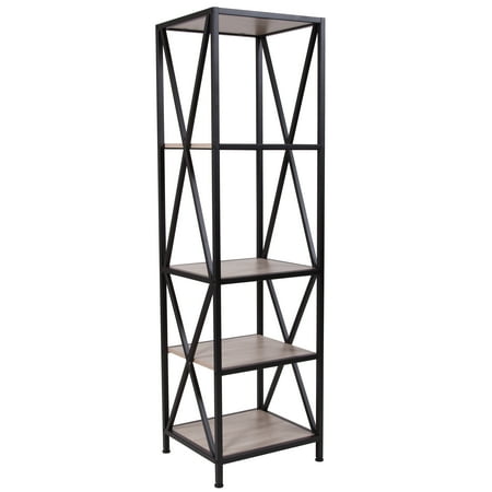 Chelsea Hotel Shelf - Flash Furniture Chelsea Collection Sonoma Oak Wood Grain Finish Storage Shelf with Metal Frame
