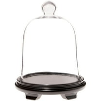 Plymor 10" x 13" Bell Jar Glass Display Dome Cloche, Black Wood Veneer Footed Base (Interior size 9.5" x 10.5")