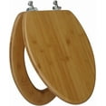 thumbnail image 3 of TOPSEAT Native Impression Elongated Toilet Seat w/ Brushed Nickel Hinges, Natural Bamboo, 3 of 7