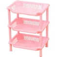 thumbnail image 1 of Corner Plastic/Metal Freestanding Stackable Organizer Shelf for Bathroom,3 Layer Square Triangular Corner Bathroom Storage Rack Toiletry Holder Organizer Pink Sqaure, 1 of 8