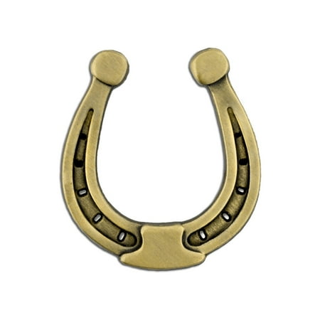 Horseshoe Pen - PinMart's Antique Gold Lucky Horseshoe Cowboy Western Lapel Pin