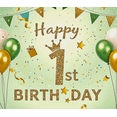thumbnail image 3 of Glittery Gold 1st Birthday Banner with Crown Balloons and Party Flags Background, Ideal for Birthday Party Decorations Photography Props Happy Birthday Celebrations, 3 of 7