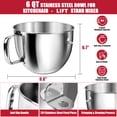 thumbnail image 3 of Uscover Mixer Bowl with Handle Stainless Steel for KitchenAid 6QT Lift Stand Mixer, Dishwasher Safe, 3 of 10