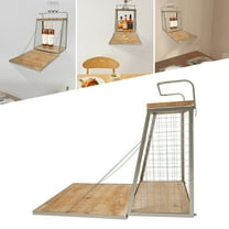 Fichiouy Wall Mount Wine Rack Wood Wine Bottle Holder 2-Tiers Floating Shelves for Home Bar Wine Storage