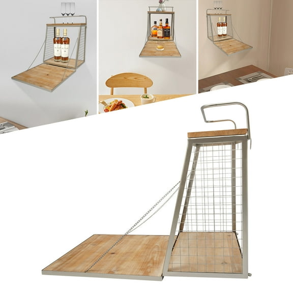 Fichiouy Wall Mount Wine Rack Wood Wine Bottle Holder 2-Tiers Floating Shelves for Home Bar Wine Storage