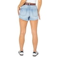 thumbnail image 3 of Celebrity Pink Juniors Basic Ultra High Rise Fray Belted Shorts, 3 of 4