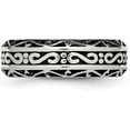 thumbnail image 4 of Chisel Stainless Steel Antiqued and Polished Swirl Design 7.2mm Band - Ring Size 11.0, 4 of 7