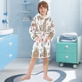 thumbnail image 5 of FORMRS Niños Bathrobe Unisex Hooded Robe Soft Plush Pajamas Sleepwear, Size 7-9T, Brown Nordic Christmas, 5 of 7