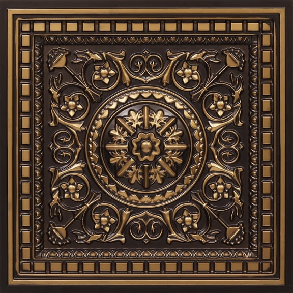 215 - Da Vinci 2 ft. x 2 ft. PVC Lay-in Ceiling Tile in Antique Gold (200 Sq.ft / Pack) - 25 Pieces