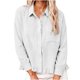 thumbnail image 2 of Neewe Womens Smocked Cuffed Striped Plain Shirt Casual Collar Long Sleeve Oversized Button Down Blouse Tops with Pocket Shirred, 2 of 7