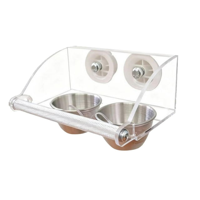 Comedero para pájaros para jaula, cuencos dobles de acero inoxidable, taza de agua y comida semicerrada, percha para pájaros para periquitos, cacatúas