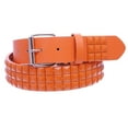 thumbnail image 2 of Snap On Solid Color Punk Rock Star Pyramid Studded Checker Board Leather Belt, 2 of 5