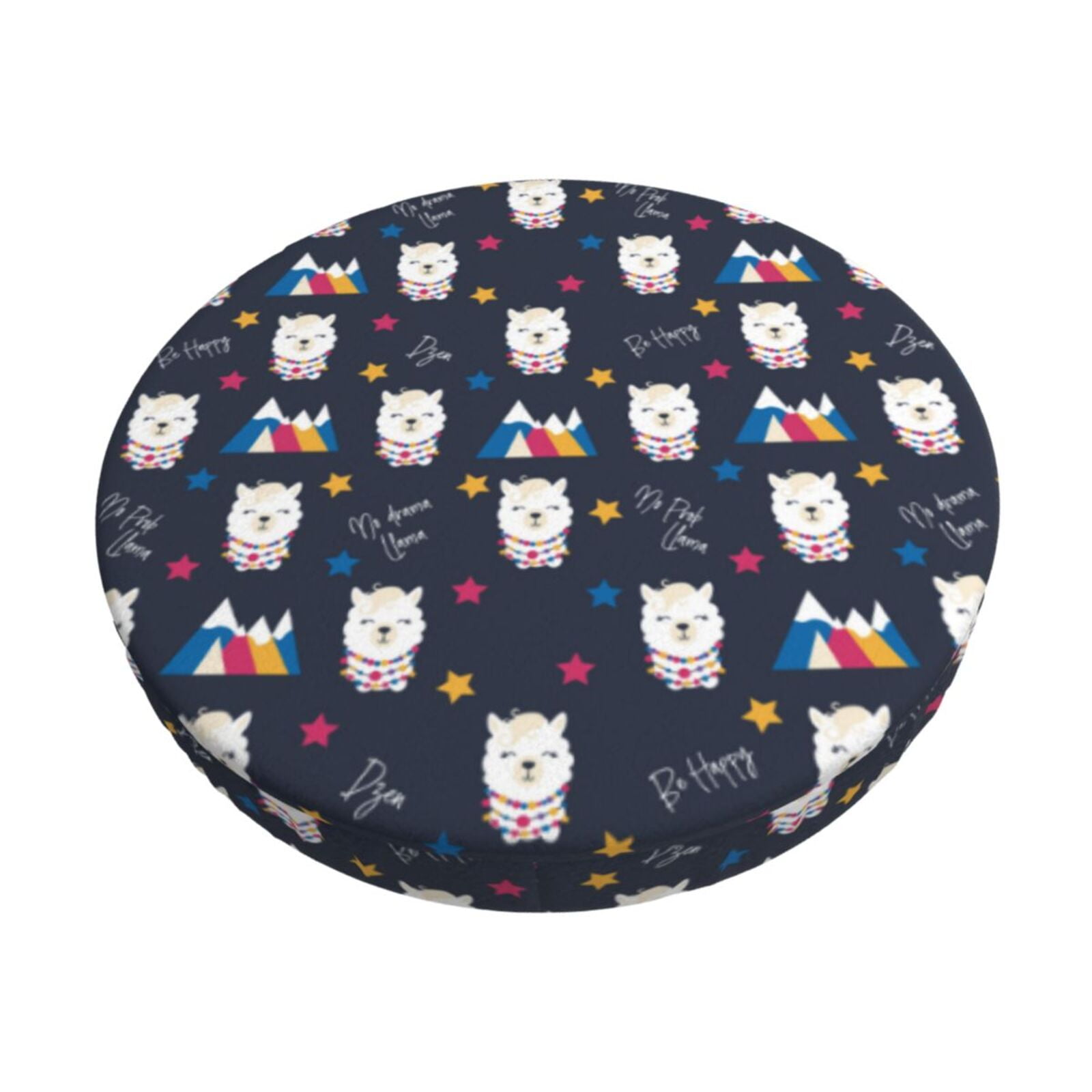 Easygdp Llamas 1 Print Easy To Install Bar Stool Covers&Stool Covers Round&Elastic Stool Cover, Barstool Covers,Washable&Bottom With Elastic Edge-14 inch
