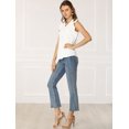 thumbnail image 4 of INSPIRE CHIC Blusas vintage sin mangas con volantes para mujer Tops de trabajo con ribete de volantes blanco S, 4 of 6
