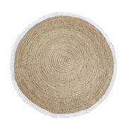 Jaipur Art And Craft Indian 100x100 CM (3.33 x 3.33 Square feet)(39 x 39.00 Inch)Multicolor Round Jute AreaRug Carpet throw