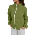 thumbnail image 2 of Lightweight Jacket Women New Women's Fleece Jacket Zip up Coat Lightweight Soft Warm Long Sleeve Outerwear with Pockets for Winter Army Green S, 2 of 8