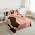 thumbnail image 3 of jejeloiu Minimalist Geometric Lines Twin Comforter Sets,Pink Wave Stripe Bedding Set For Kids Reversible 2 Pieces, 3 of 8