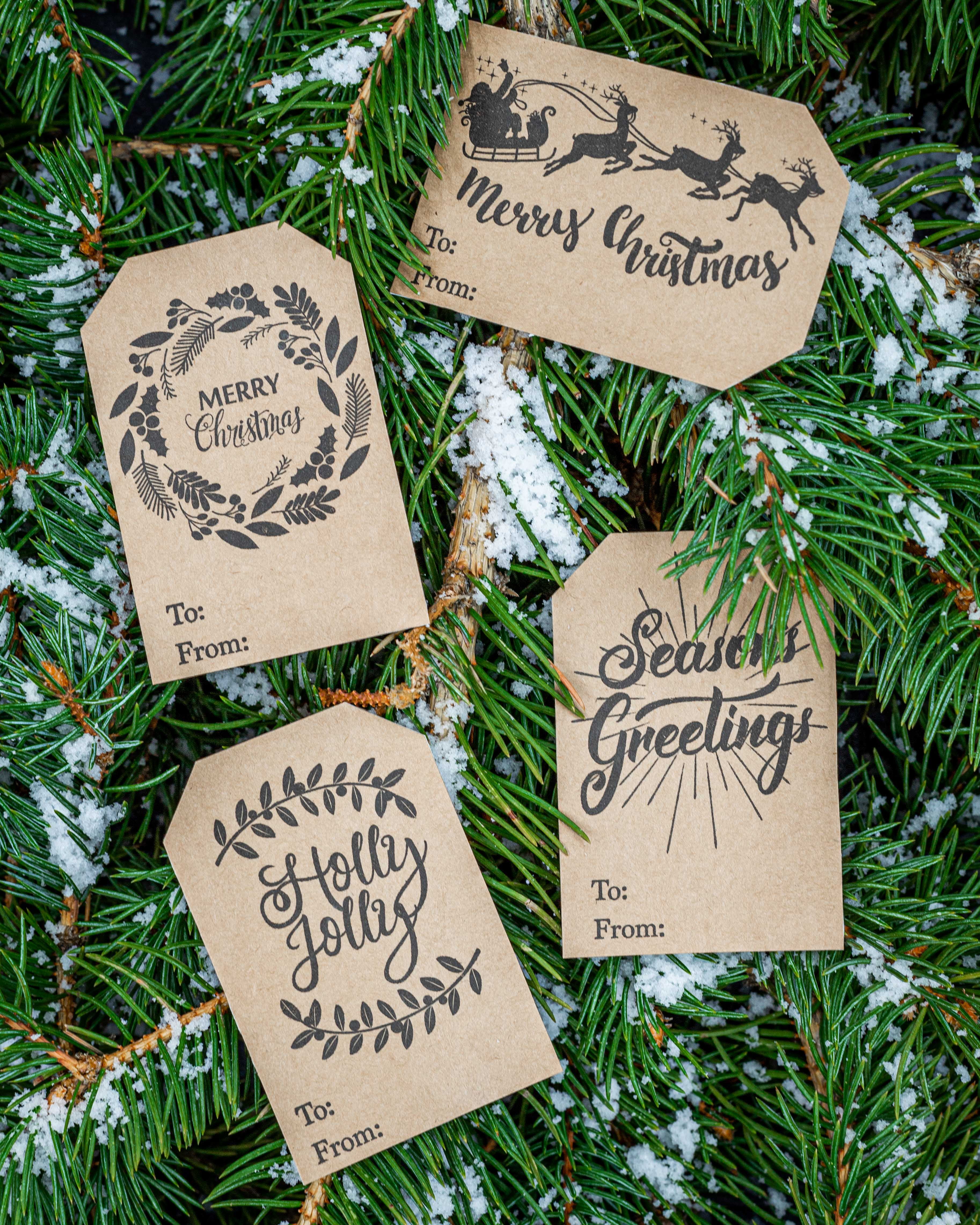Holly Jolly Holiday Christmas Present Gift Tags, 2 x 3 Inches 100 Pack 4  Designs