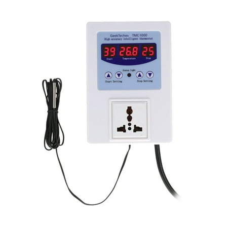AC110-240V 10A LED Digital Intelligent Pre-wired Temperature Controller Outlet with Sensor Thermostat Heating Cooling Control