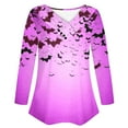 thumbnail image 4 of CLOISE Halloween Blouses for Women Funny Halloween Bat Print Blouses Long Sleeve V Neck Tees Button Elegant Loose Comfy Tops Spooky Festival Outfits Halloween Gift, 4 of 5